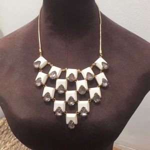 Crystal with Lace and White Stone necklace